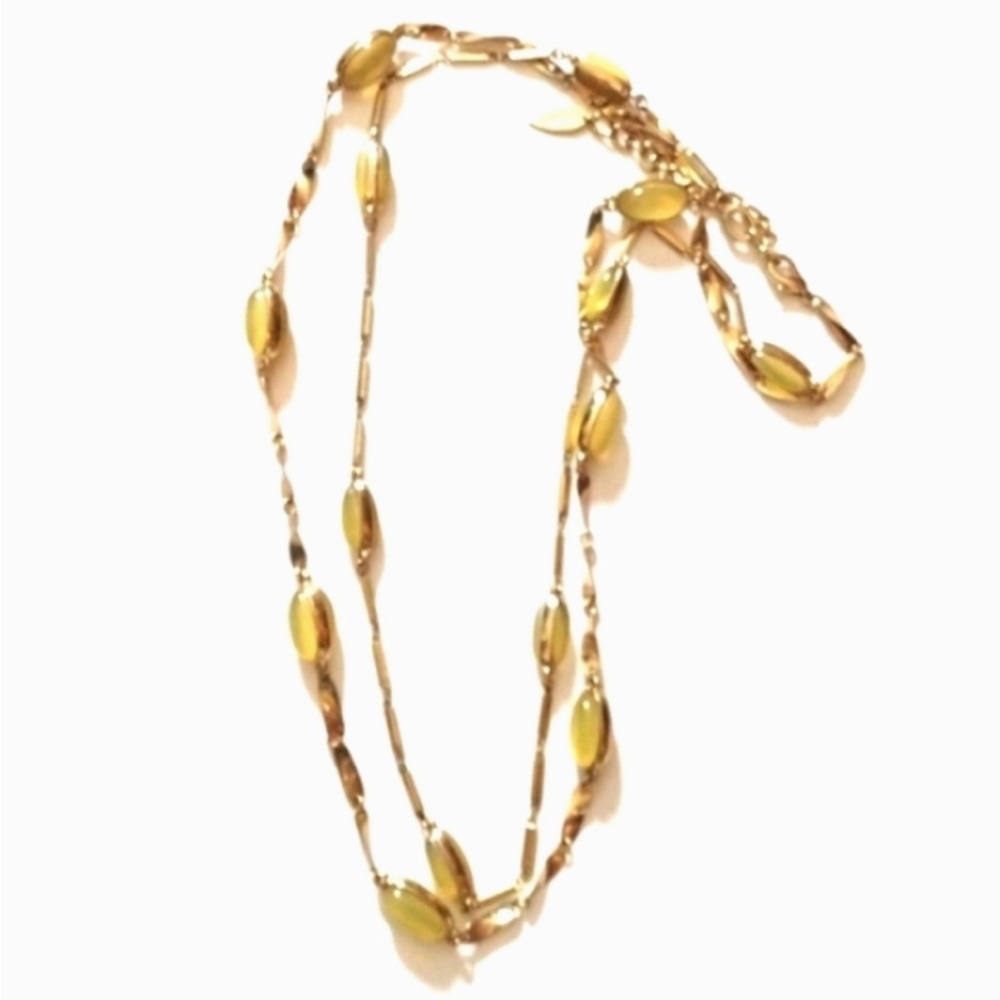 πΈ3/$25 Coldwater Creek Double Strand Layered Citrine Cabochon Gold Necklace - Picture 7 of 13